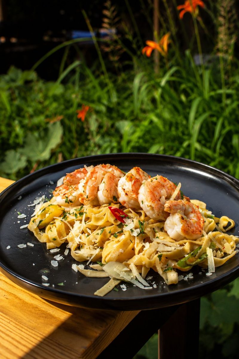 Tagliatelle Aglio Olio s krevetami